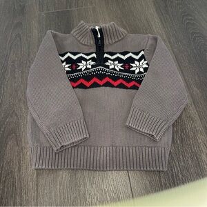 Gymboree 2T Gray Knit Sweater with Snowflake Pattern,Nordic,winter,ski